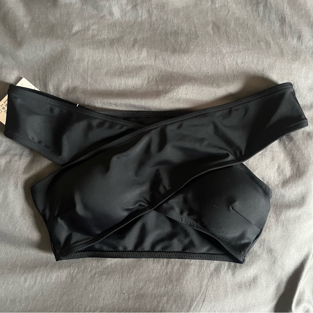 Criss Cross Black Swim Top